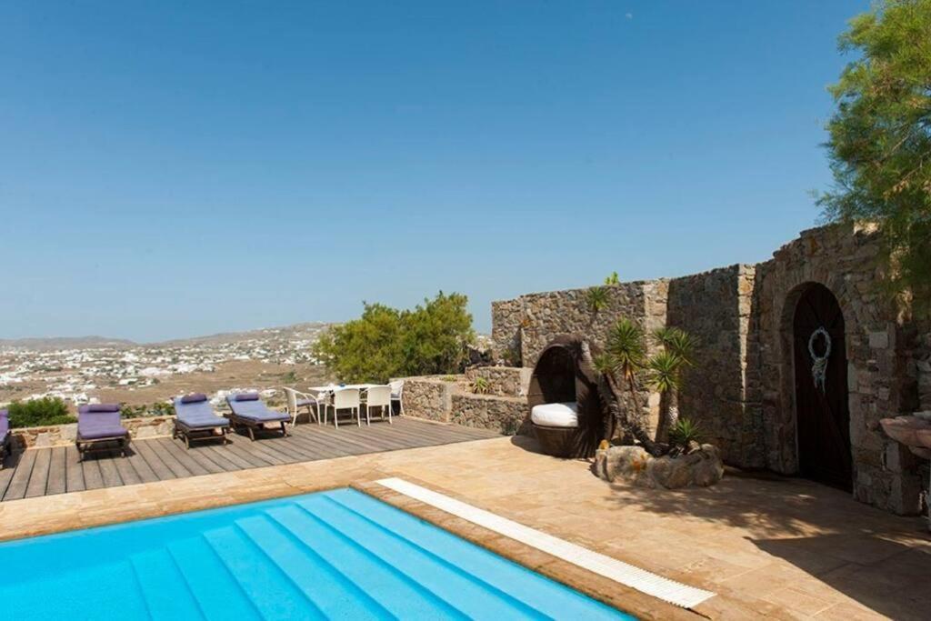 Dreamy Boho 5Bed Villa With Pool And Ocean View Mykonos Town Extérieur photo